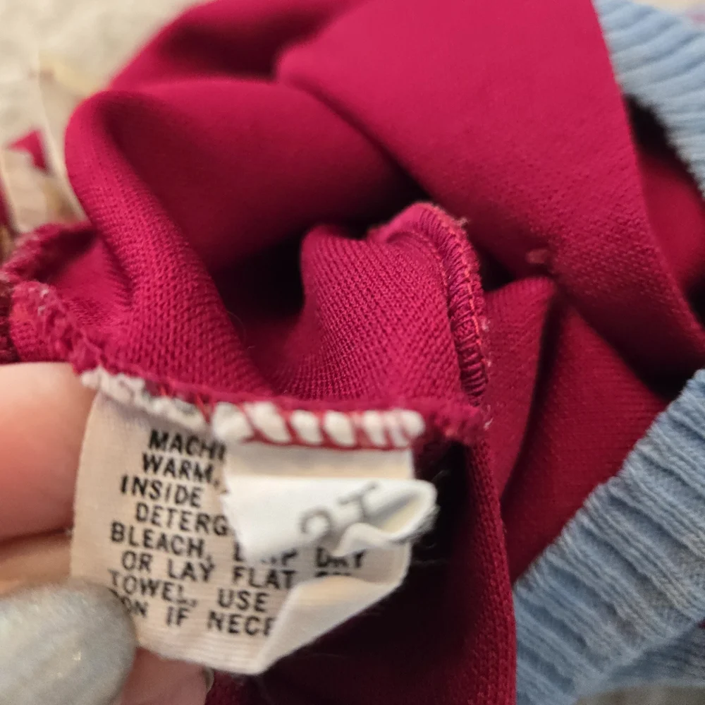 Vintage Maroon Red Collared Shirt and Pastel Blue Patterned Sweater Vest